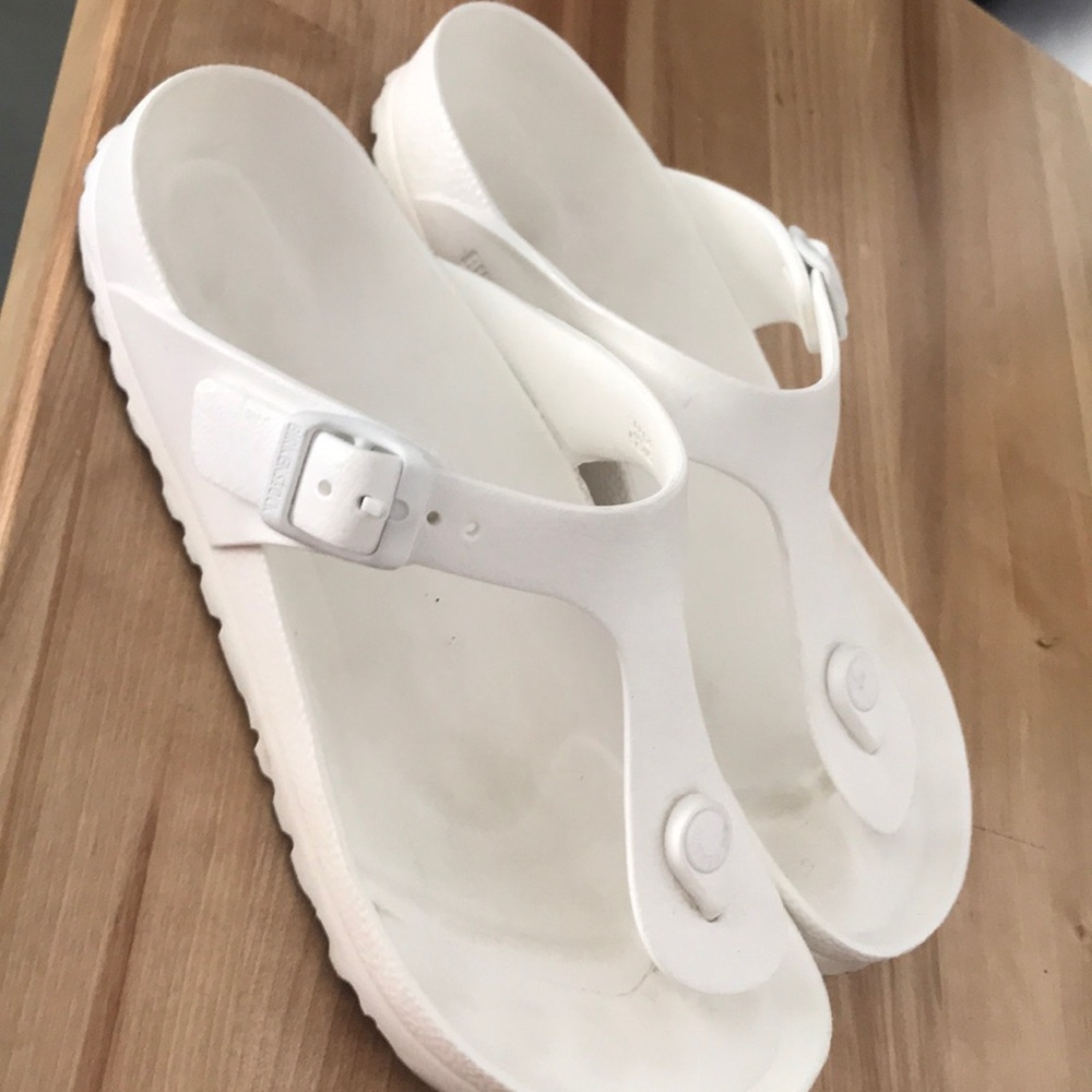 White plastic Birkenstocks